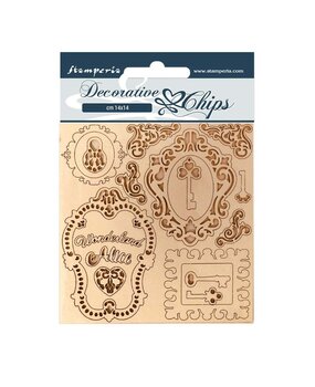 Stamperia Decorative Chips Alice Keys and Frames (SCB75) (OUTLET)
