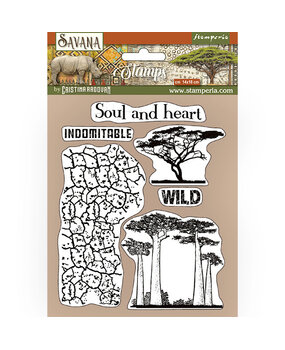 Stamperia Natural Rubber Stamp Savana Crackle and Tree (WTKCC212) (OUTLET)