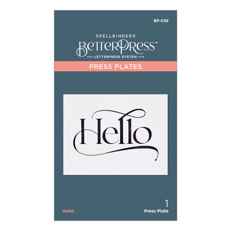 Spellbinders Hello Press Plate (BP-039) (OUTLET)