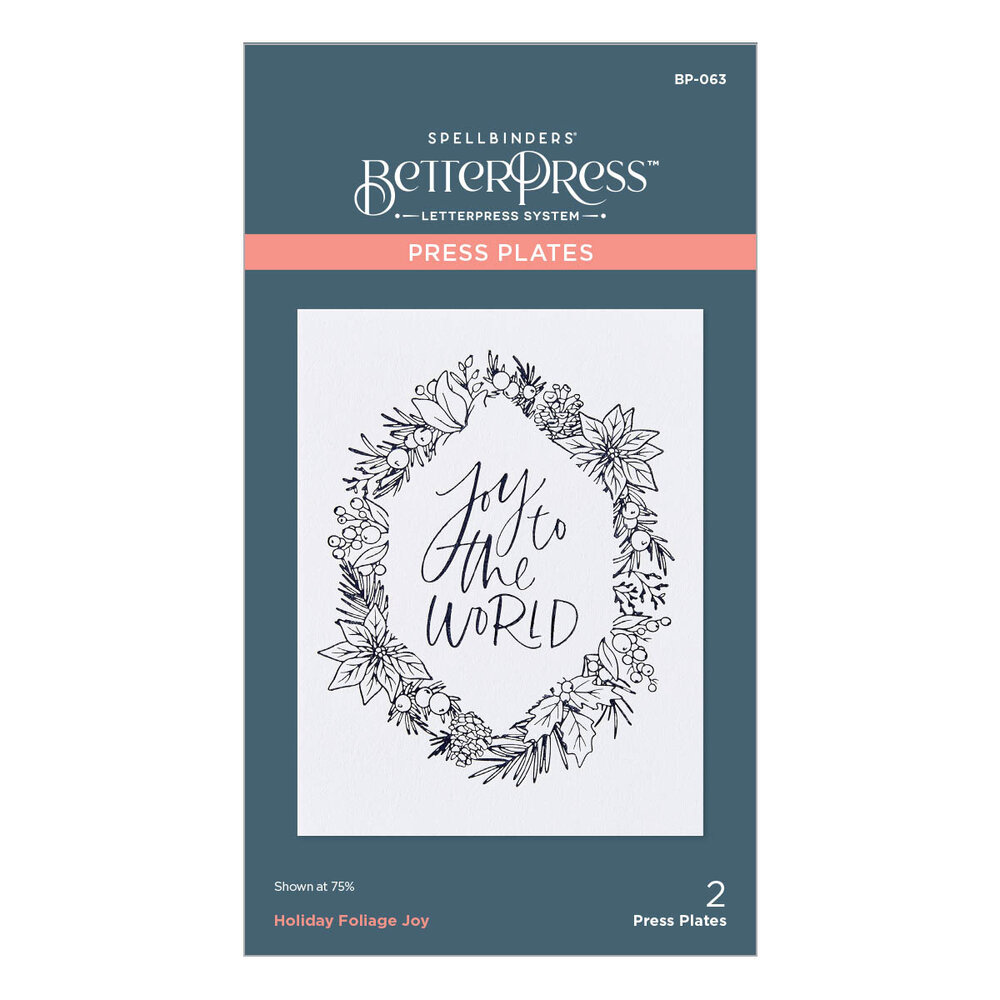 Spellbinders Holiday Foliage Joy Press Plate (BP-063) (OUTLET)