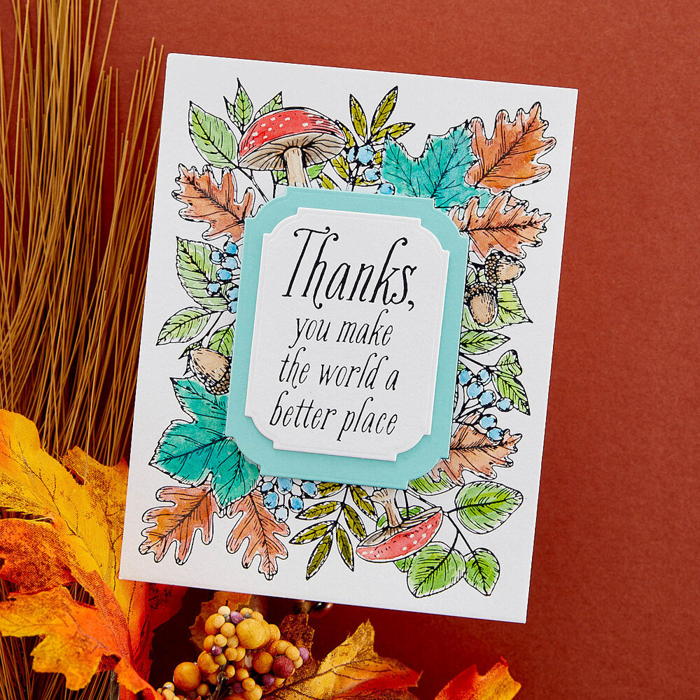 Spellbinders Autumn Thanks Frame Press Plate (BP-083) (OUTLET)