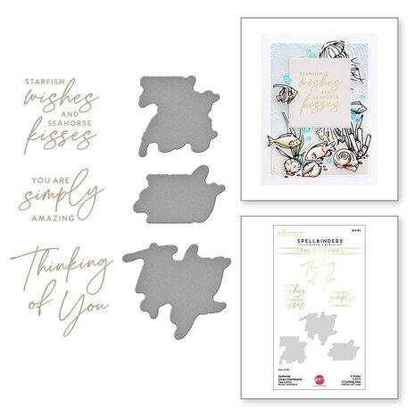 Spellbinders Seahorse Kisses Sentiments Glimmer Hot Foil Plate & Die Set (GLP-372) (OUTLET)