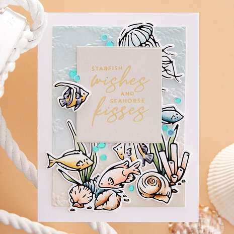 Spellbinders Seahorse Kisses Sentiments Glimmer Hot Foil Plate & Die Set (GLP-372) (OUTLET)