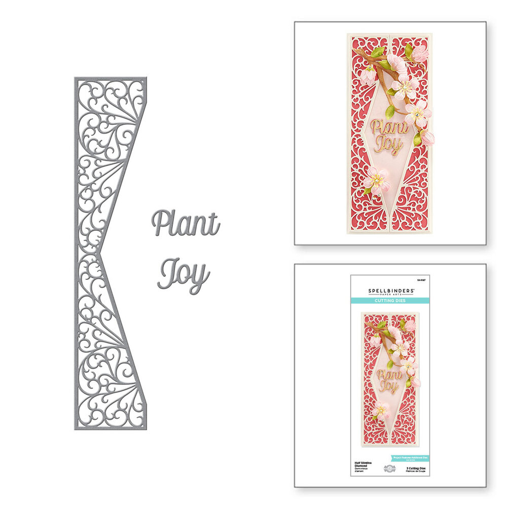 Spellbinders Half Slimline Diamond Etched Dies (S4-1197) (OUTLET)