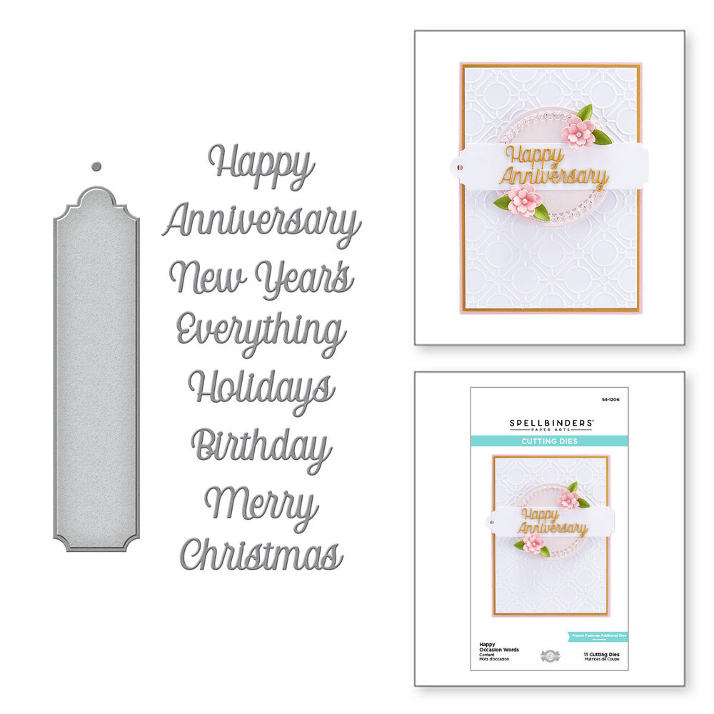 Spellbinders Happy Occasion Words Etched Dies (S4-1206) (OUTLET)