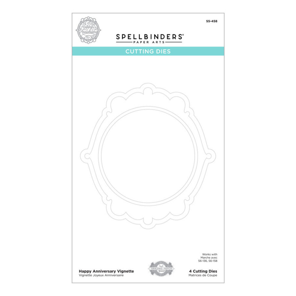 Spellbinders Happy Anniversary Vignette Etched Dies (S5-458) (OUTLET)