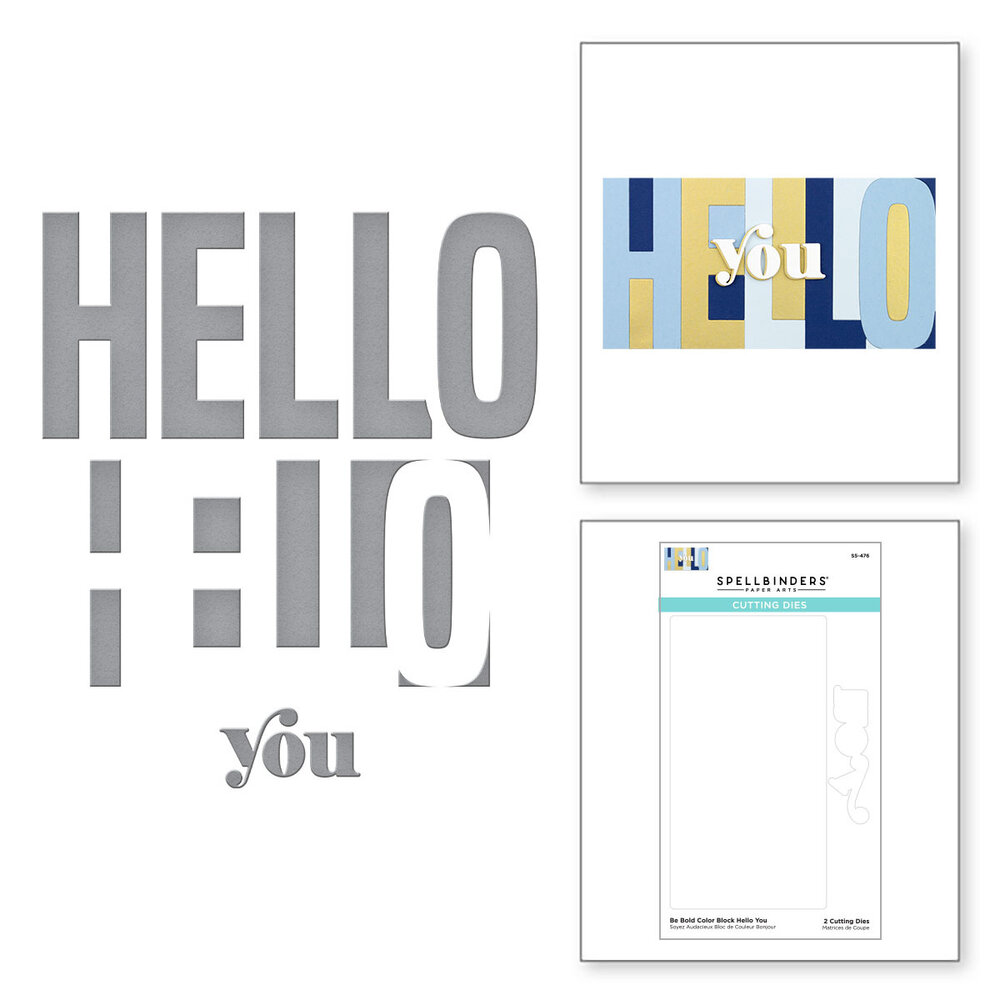Spellbinders Be Bold Color Block Hello You Etched Dies (S5-476) (OUTLET)