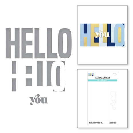 Spellbinders Be Bold Color Block Hello You Etched Dies (S5-476) (OUTLET)