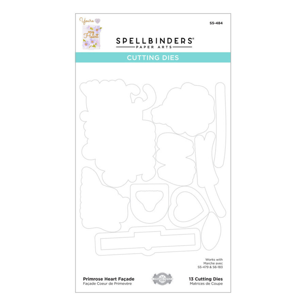 Spellbinders Primrose Heart Façade Etched Dies (S5-484) (OUTLET)