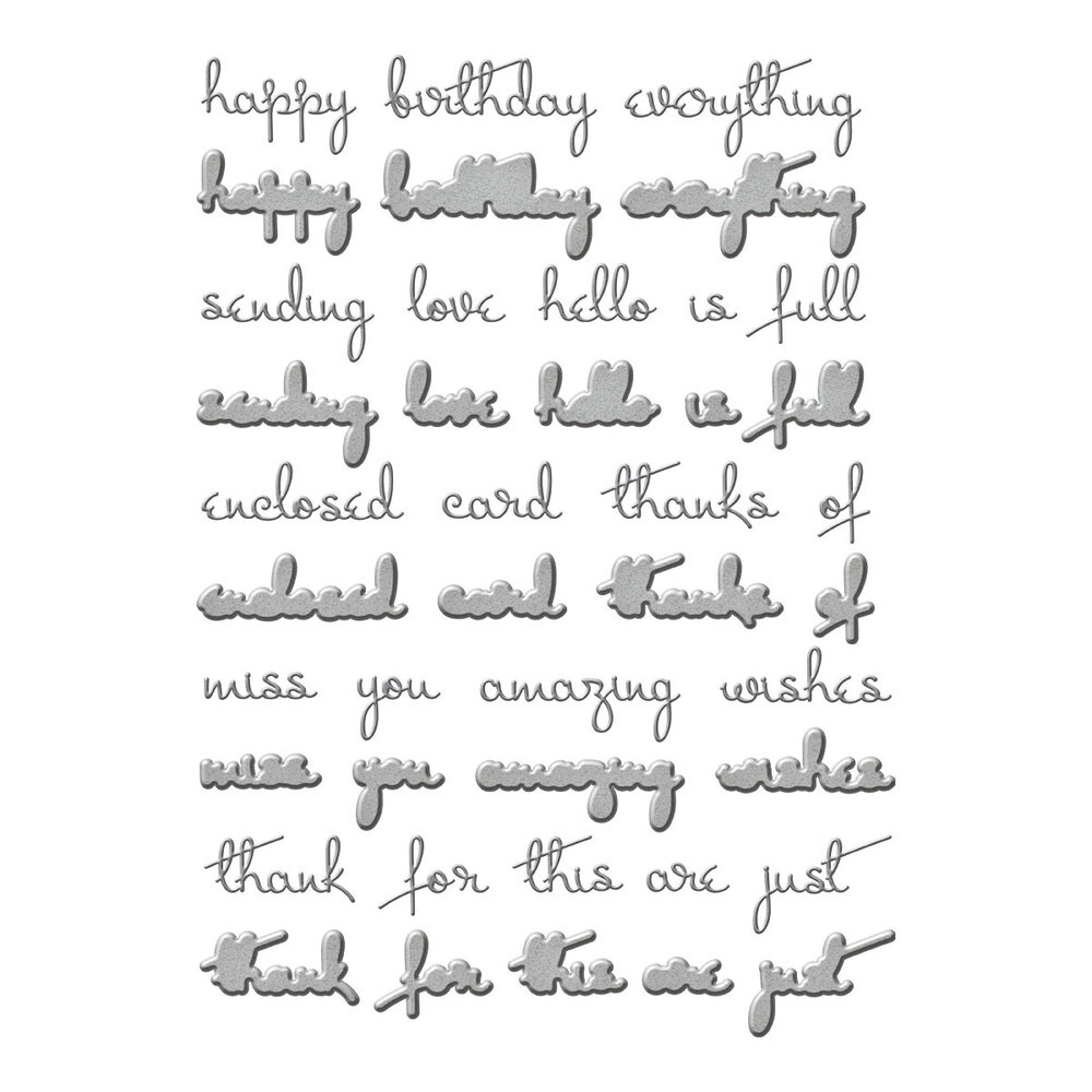 Spellbinders Thanks Enclosed Sentiments Etched Dies (S6-208) (OUTLET)