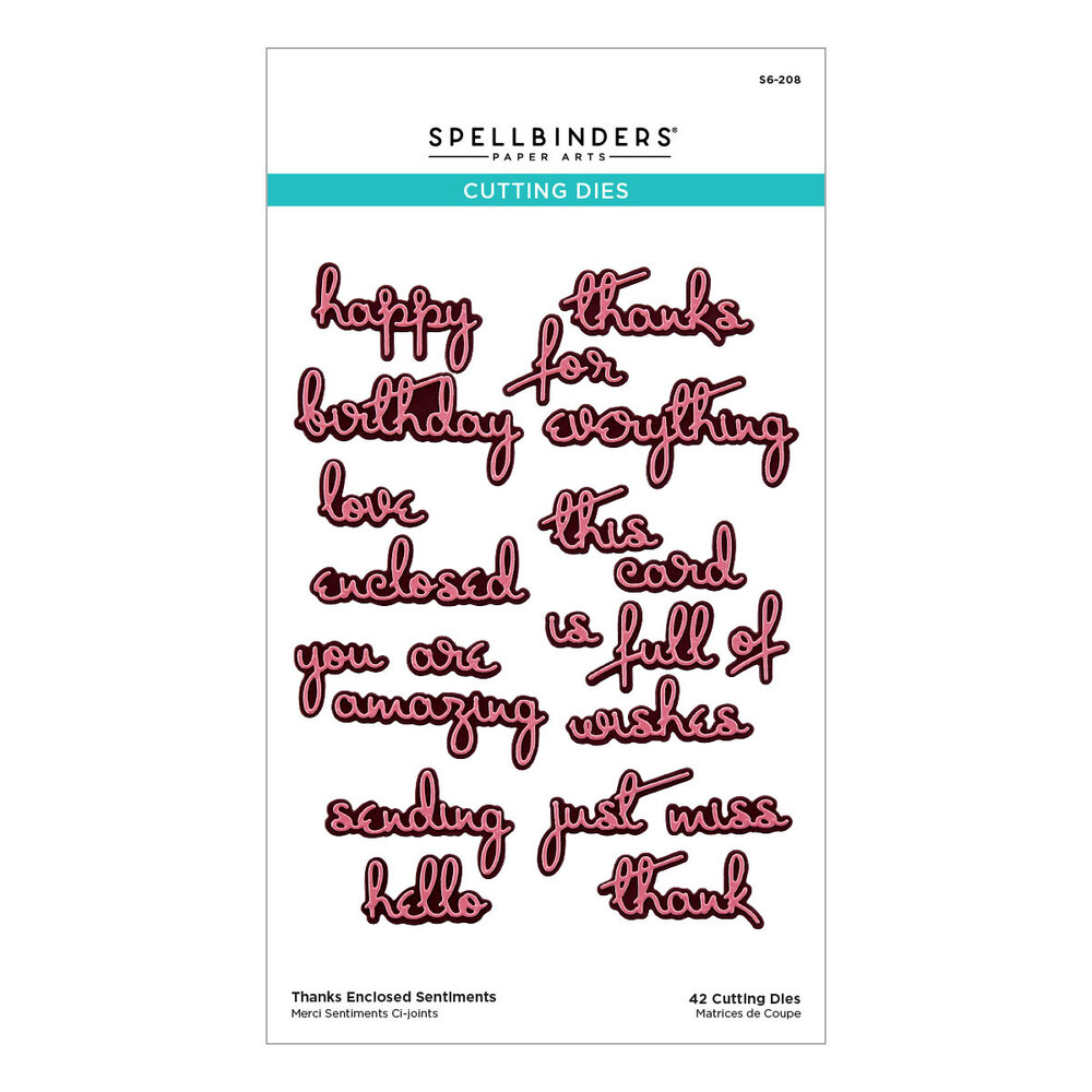 Spellbinders Thanks Enclosed Sentiments Etched Dies (S6-208) (OUTLET)