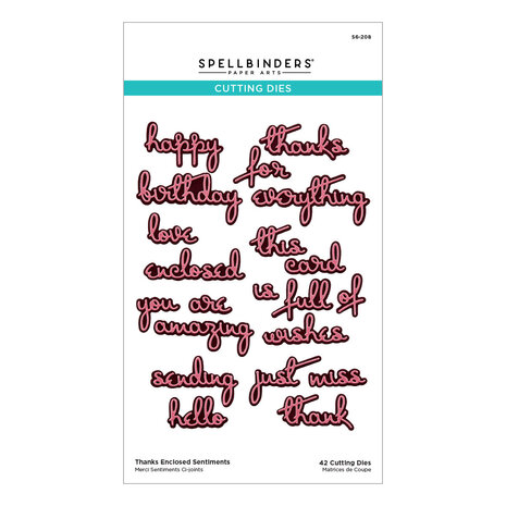 Spellbinders Thanks Enclosed Sentiments Etched Dies (S6-208) (OUTLET)