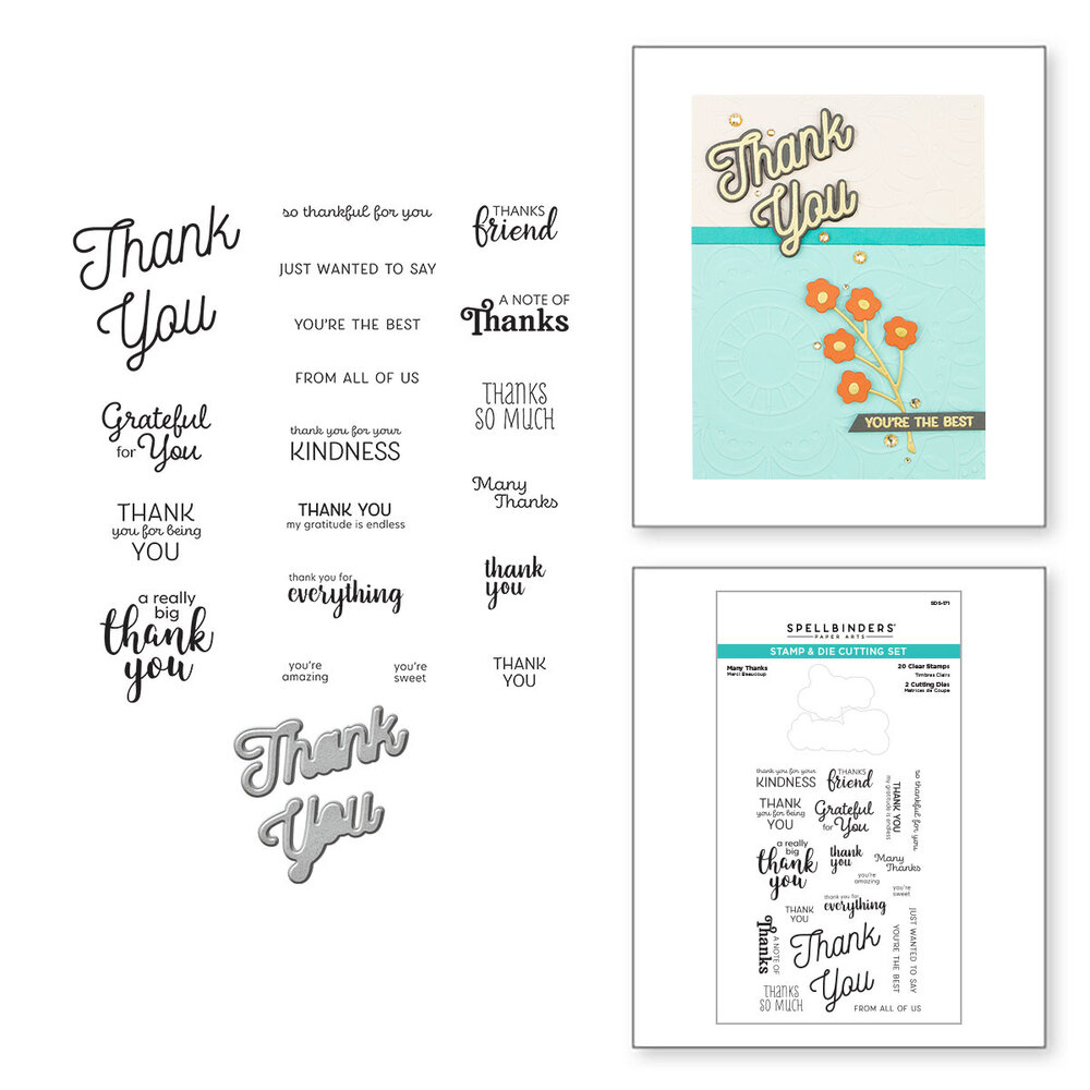 Spellbinders Many Thanks Clear Stamp & Die Set (SDS-171) (OUTLET)