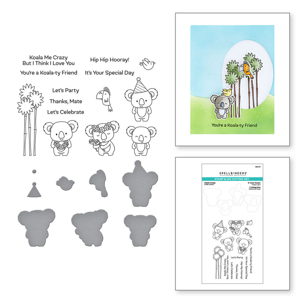 Spellbinders Playful Koalas Stamp & Die Set (SDS-173) (OUTLET)