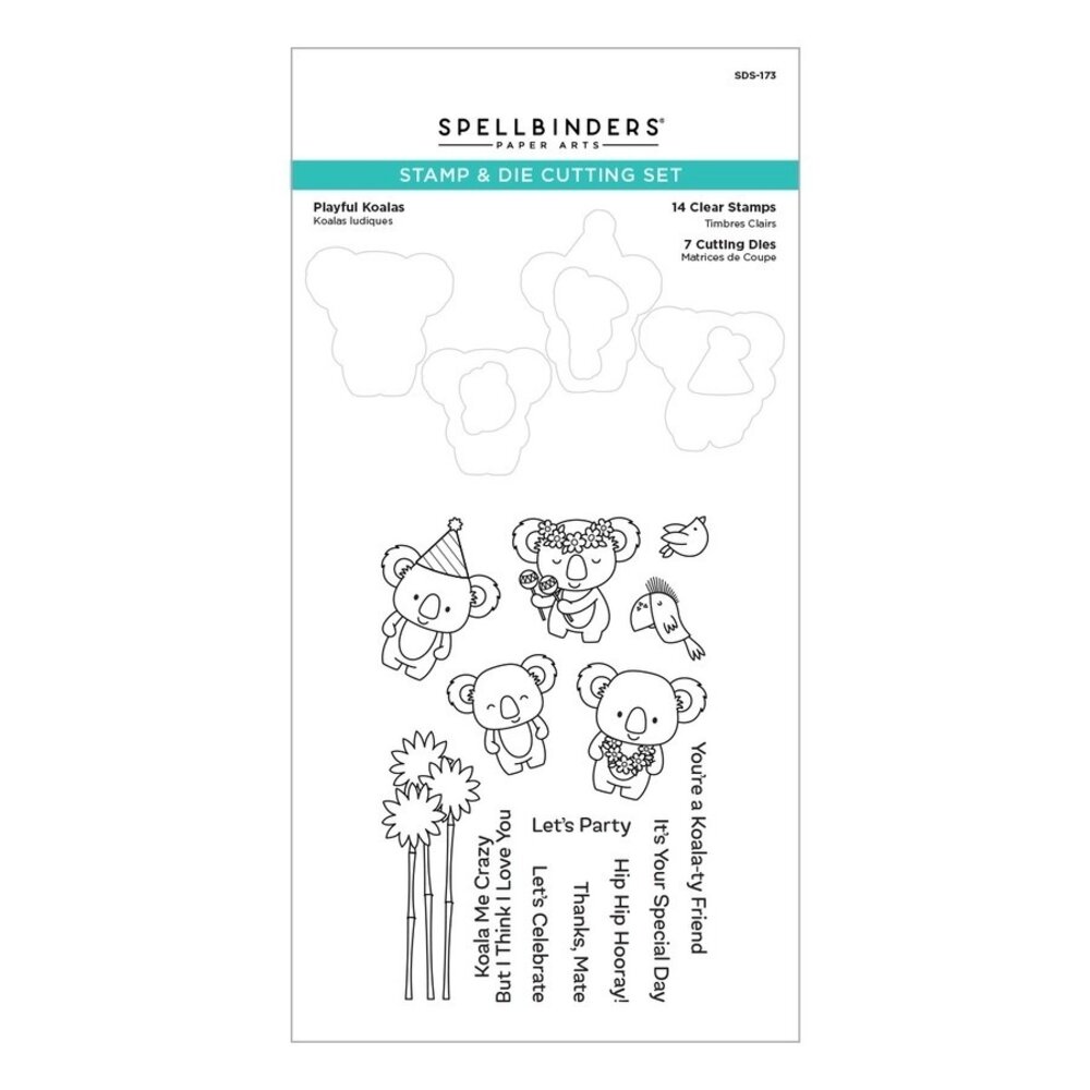 Spellbinders Playful Koalas Stamp & Die Set (SDS-173) (OUTLET)