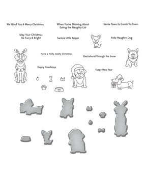 Spellbinders Christmas Pups Clear Stamp & Die Set (SDS-178) (OUTLET)