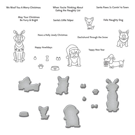 Spellbinders Christmas Pups Clear Stamp & Die Set (SDS-178) (OUTLET)