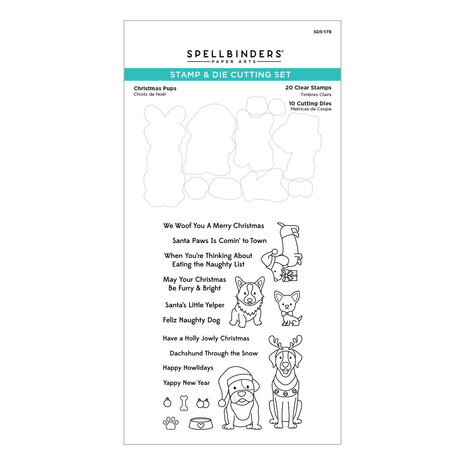 Spellbinders Christmas Pups Clear Stamp & Die Set (SDS-178) (OUTLET)