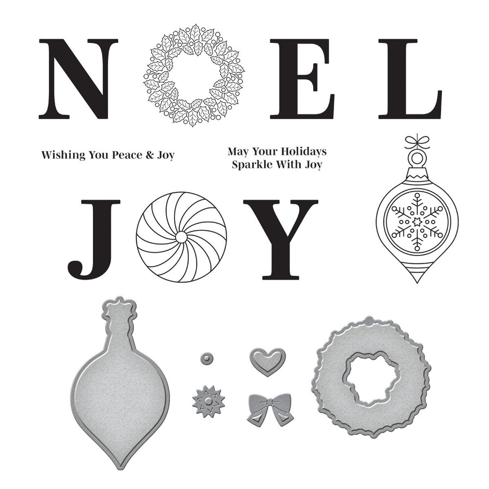 Spellbinders Big Holiday Words Clear Stamp & Die Set (SDS-179) (OUTLET)