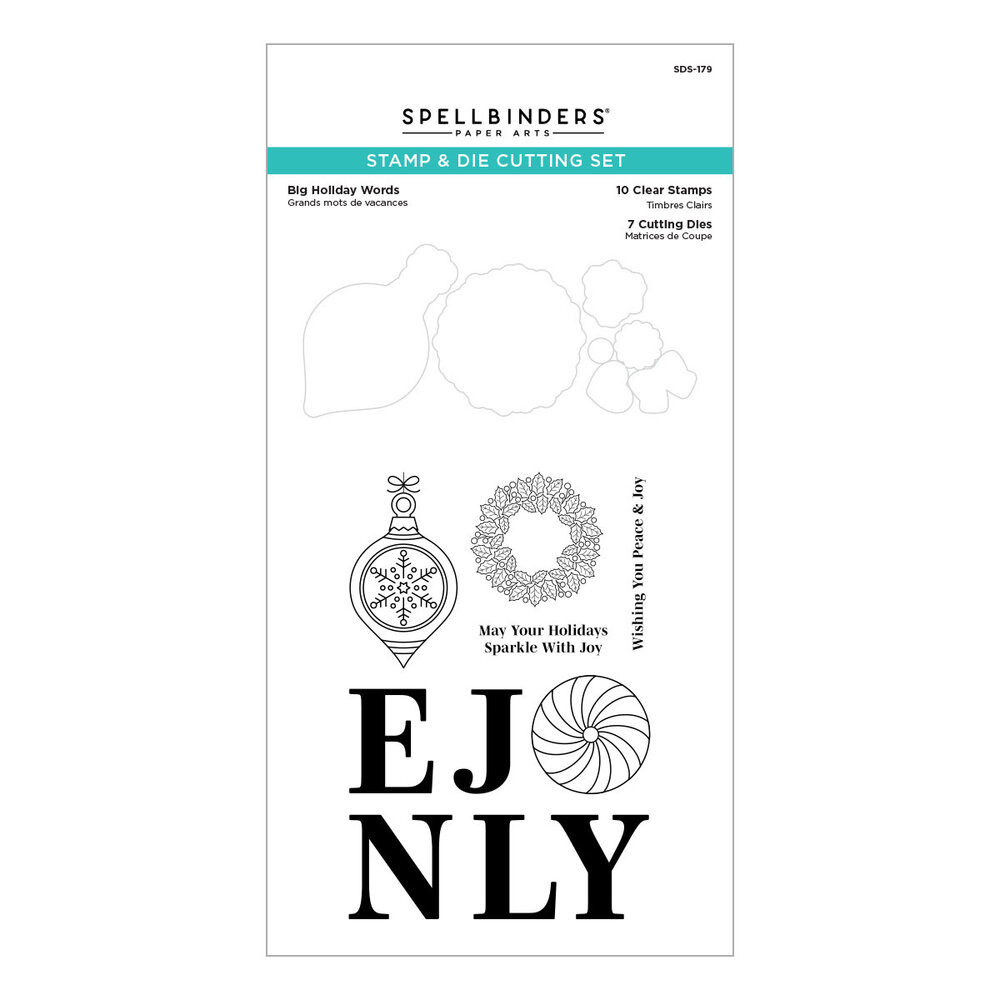 Spellbinders Big Holiday Words Clear Stamp & Die Set (SDS-179) (OUTLET)