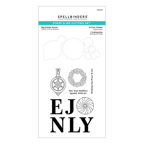 Spellbinders Big Holiday Words Clear Stamp & Die Set (SDS-179) (OUTLET)