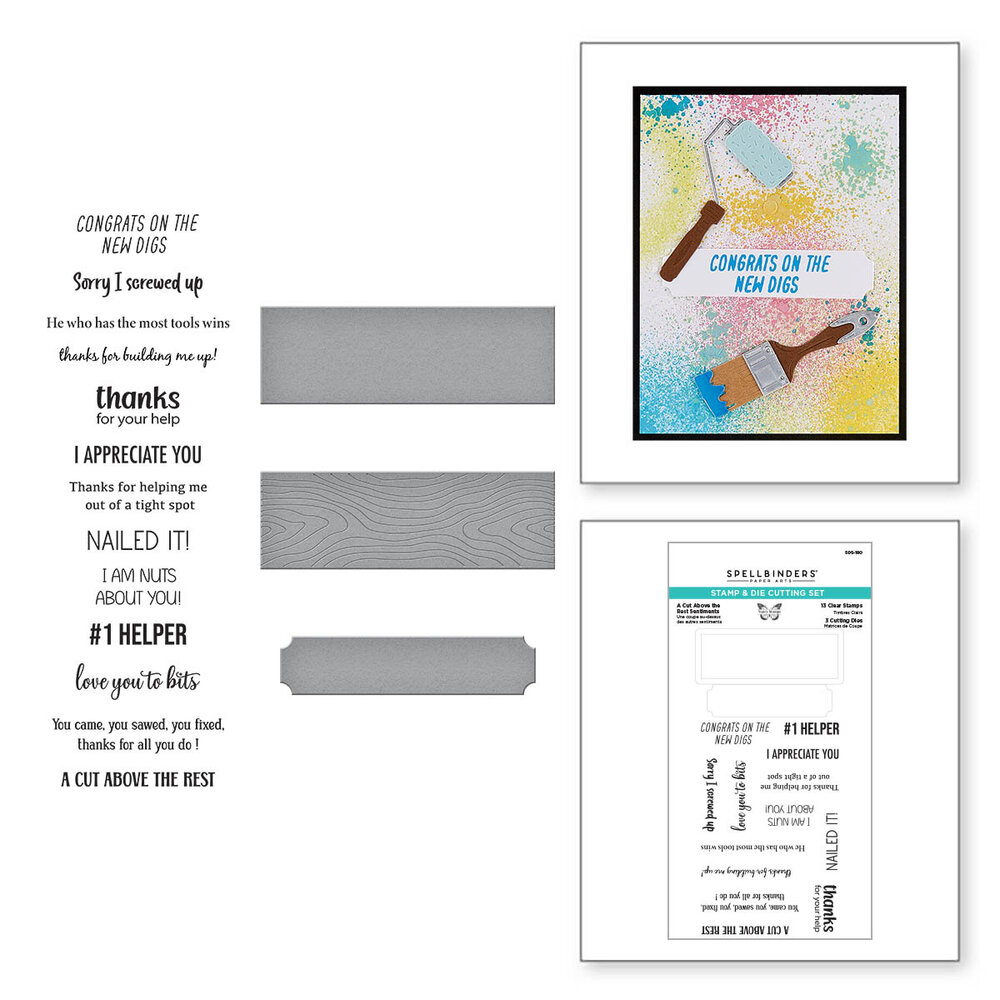 Spellbinders A Cut Above the Rest Sentiments Clear Stamp & Die Set (SDS-180) (OUTLET)