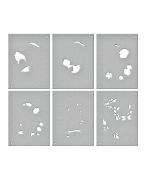 Spellbinders Stylish Oval Floral Bird Layering Stencils (6pcs) (STN-049) (OUTLET)