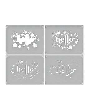 Spellbinders Layered Floral Hello Stencils (STN-051) (OUTLET)