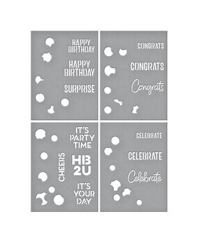 Spellbinders Balloon Garland & Sentiments Stencil (STN-061) (OUTLET)