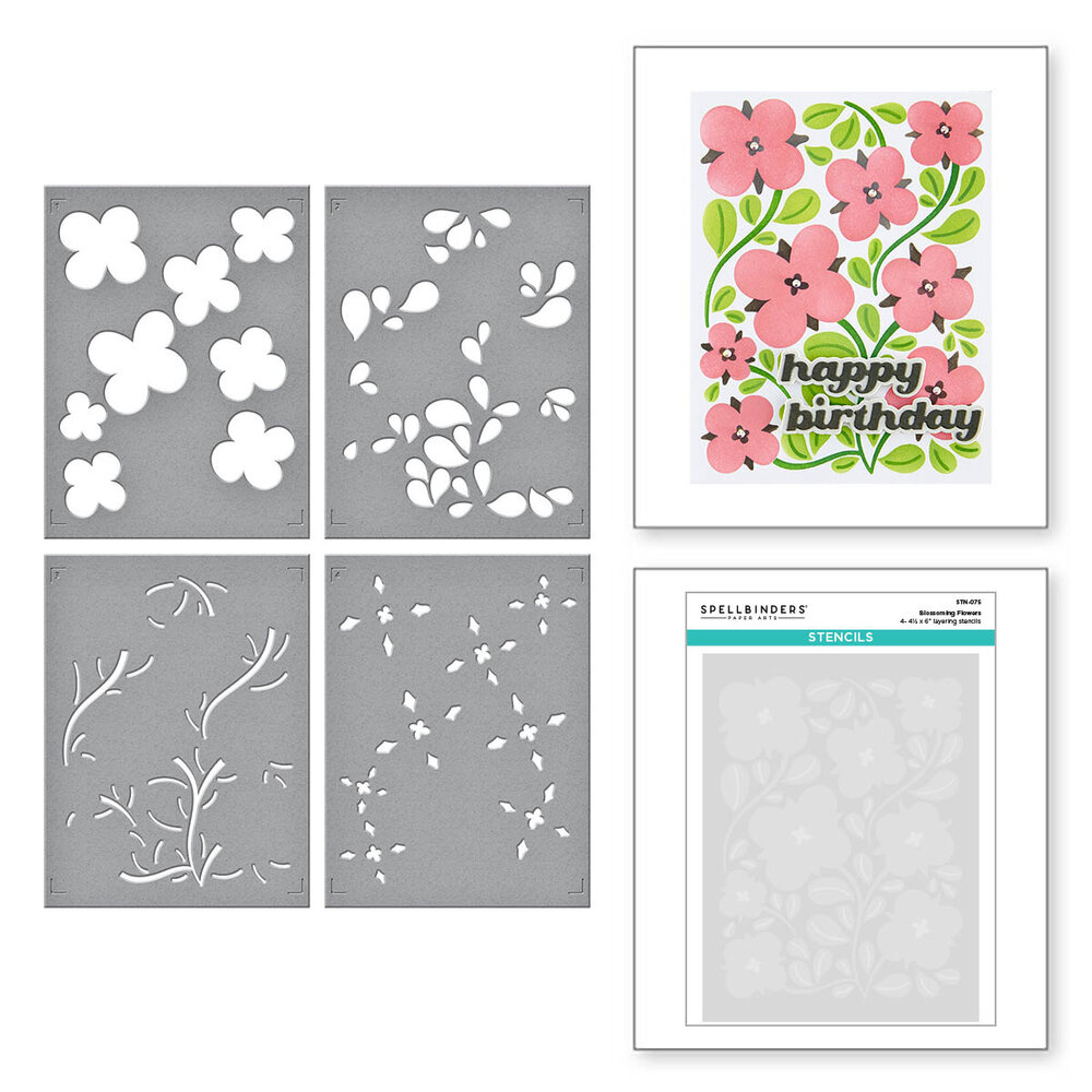 Spellbinders Blossoming Flowers Layered Stencil (STN-075) (OUTLET) Spellbinders Blossoming Flowers Layered Stencil (STN-075) (OUTLET)