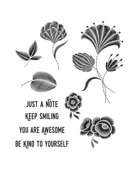 Spellbinders Embroidery Flowers Clear Stamp (STP-053) (OUTLET)