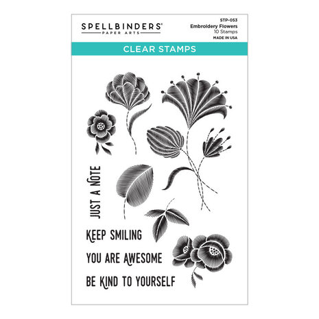 Spellbinders Embroidery Flowers Clear Stamp (STP-053) (OUTLET)