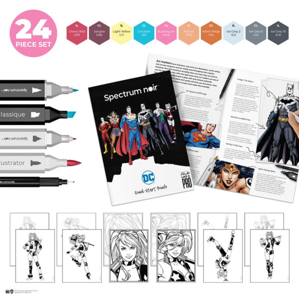 Spectrum Noir Fan-Art Like a Pro Art Kit Harley Quinn (24pcs) (SN-PFAN-DC1-HARL) (OUTLET)