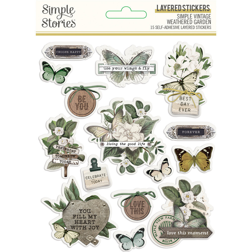 Simple Stories Simple Vintage Weathered Garden Layered Stickers (16727) (OUTLET)