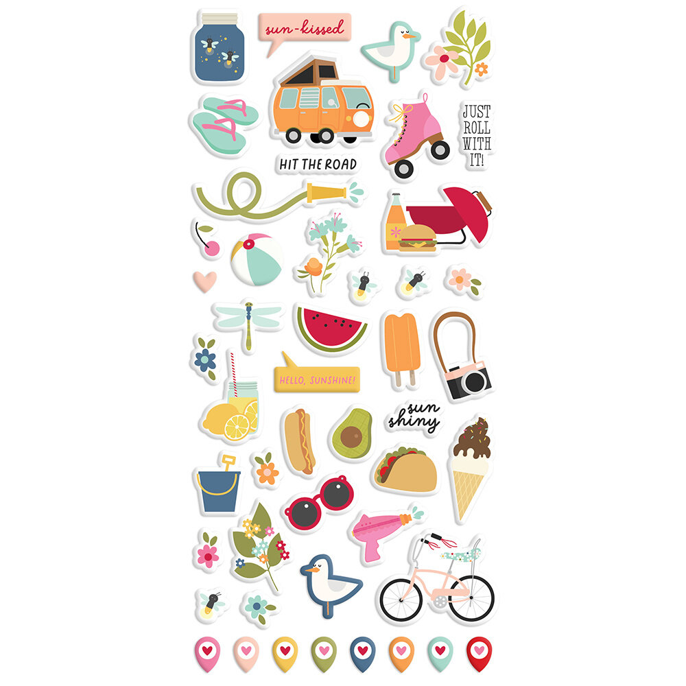 Simple Stories Summer Lovin' Puffy Stickers (17322) (OUTLET)