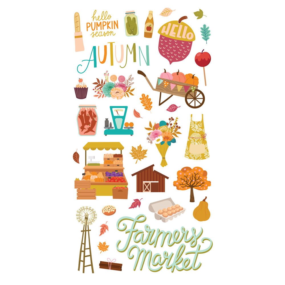 Simple Stories Harvest Market Chipboard Stickers (18716) (OUTLET)