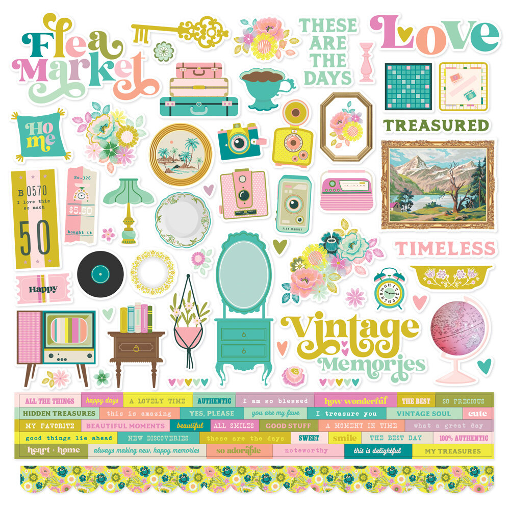 Simple Stories Flea Market Cardstock Stickers (19601) (OUTLET)