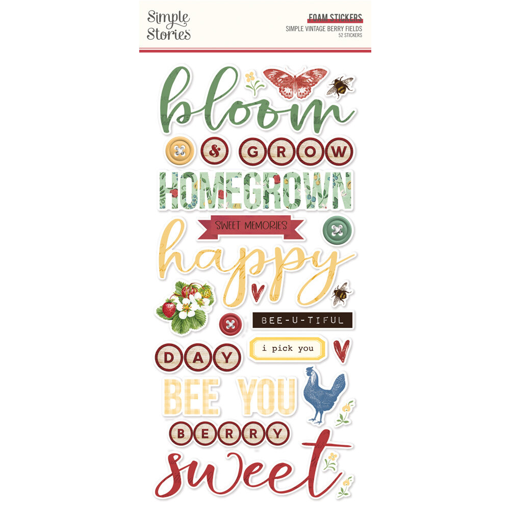 Simple Stories Simple Vintage Berry Fields Foam Stickers (20128) (OUTLET)