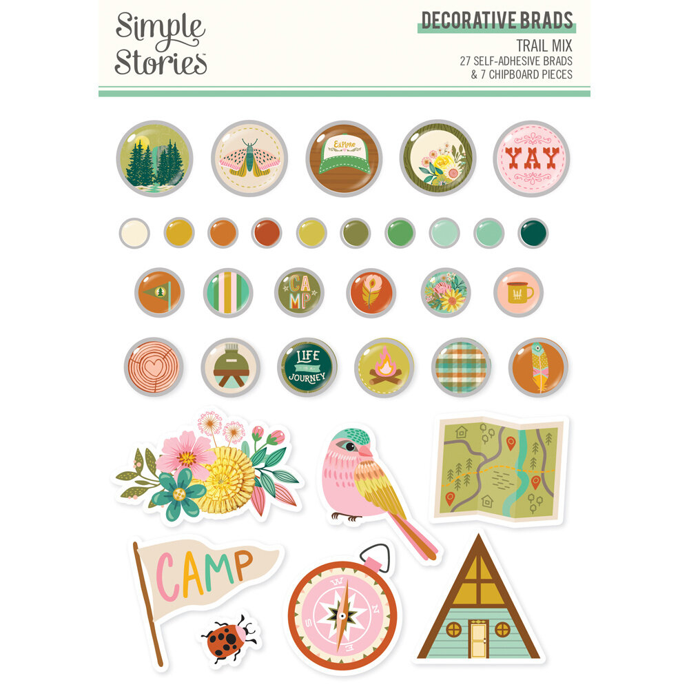 Simple Stories Trail Mix Decorative Brads (20324) (OUTLET)