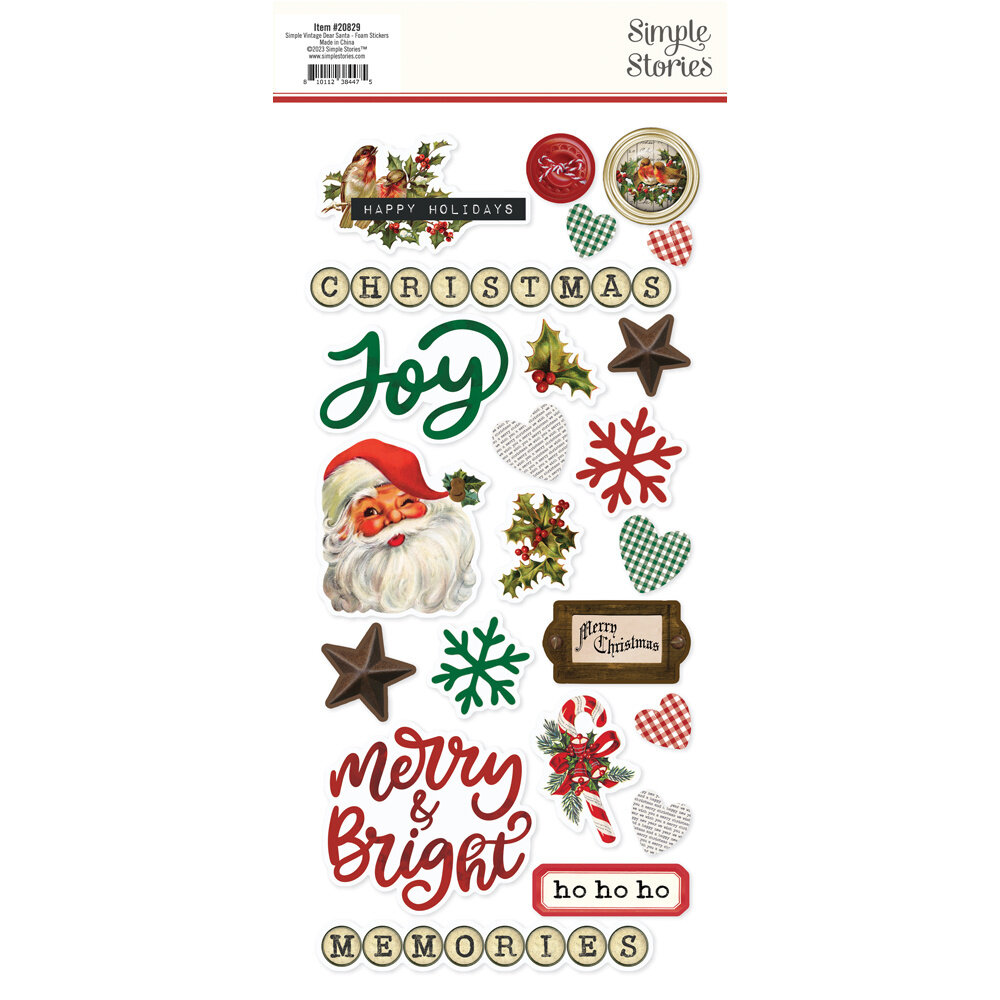 Simple Stories Simple Vintage Dear Santa Foam Stickers (20829) (OUTLET)