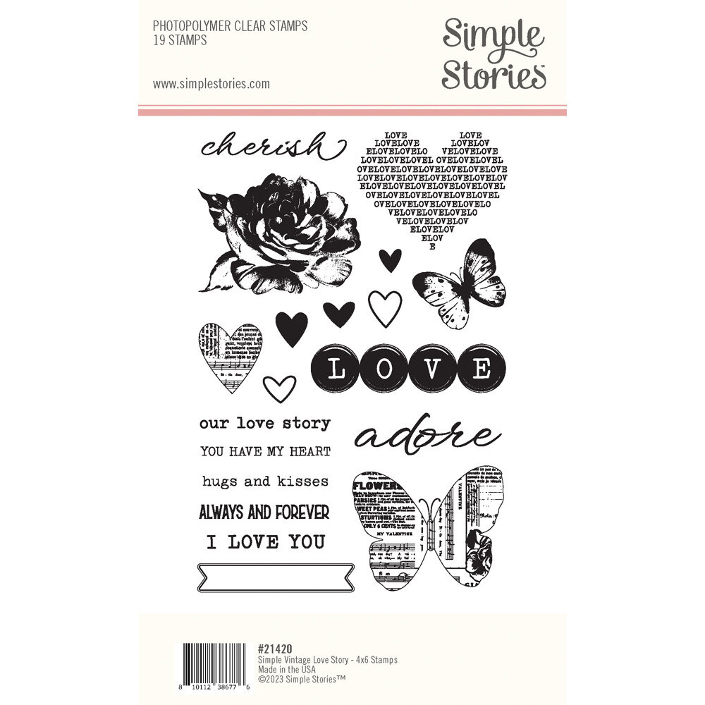 Simple Stories Simple Vintage Love Story Clear Stamps (21420) (OUTLET)
