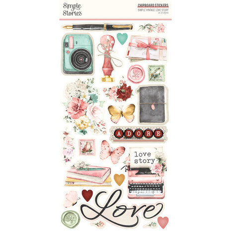 Simple Stories Simple Vintage Love Story Chipboard Stickers (21421) (OUTLET)