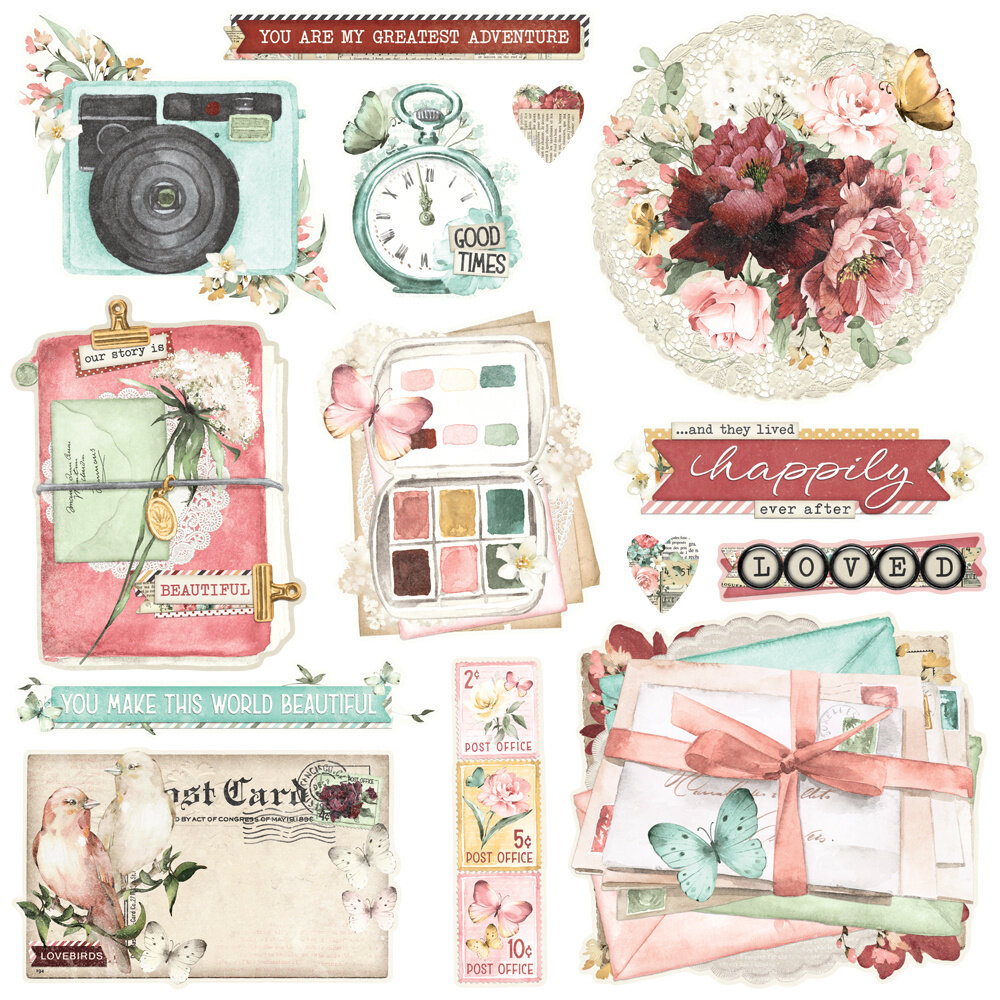 Simple Stories Simple Vintage Love Story Chipboard Clusters (21428) (OUTLET)