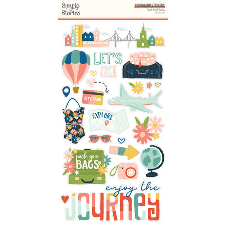 Simple Stories Pack Your Bags Chipboard Stickers (22117) (OUTLET)
