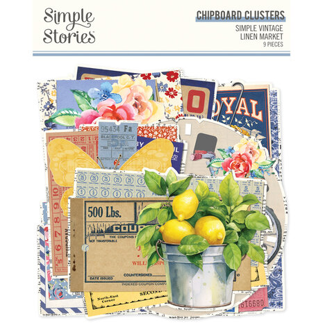 Simple Stories Simple Vintage Linen Market Chipboard Clusters (22728) (OUTLET)