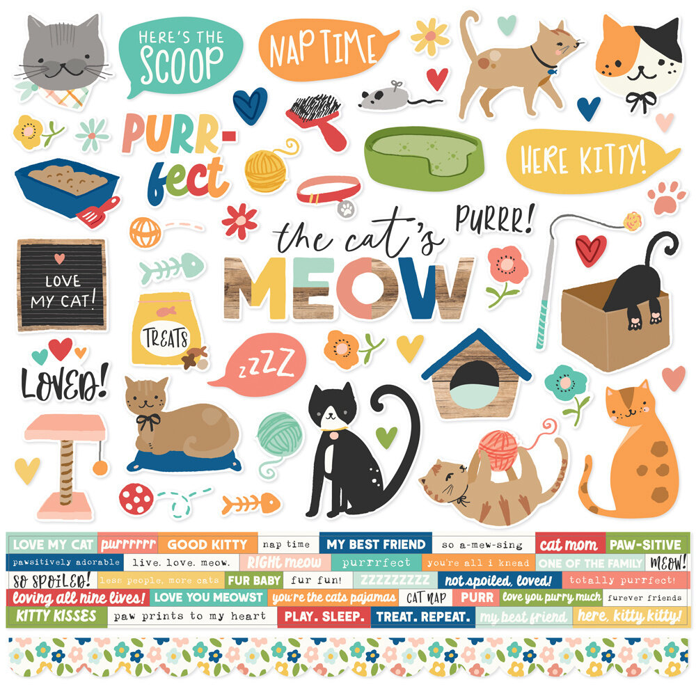Simple Stories Fur Baby Cat Cardstock Stickers (24014) (OUTLET)