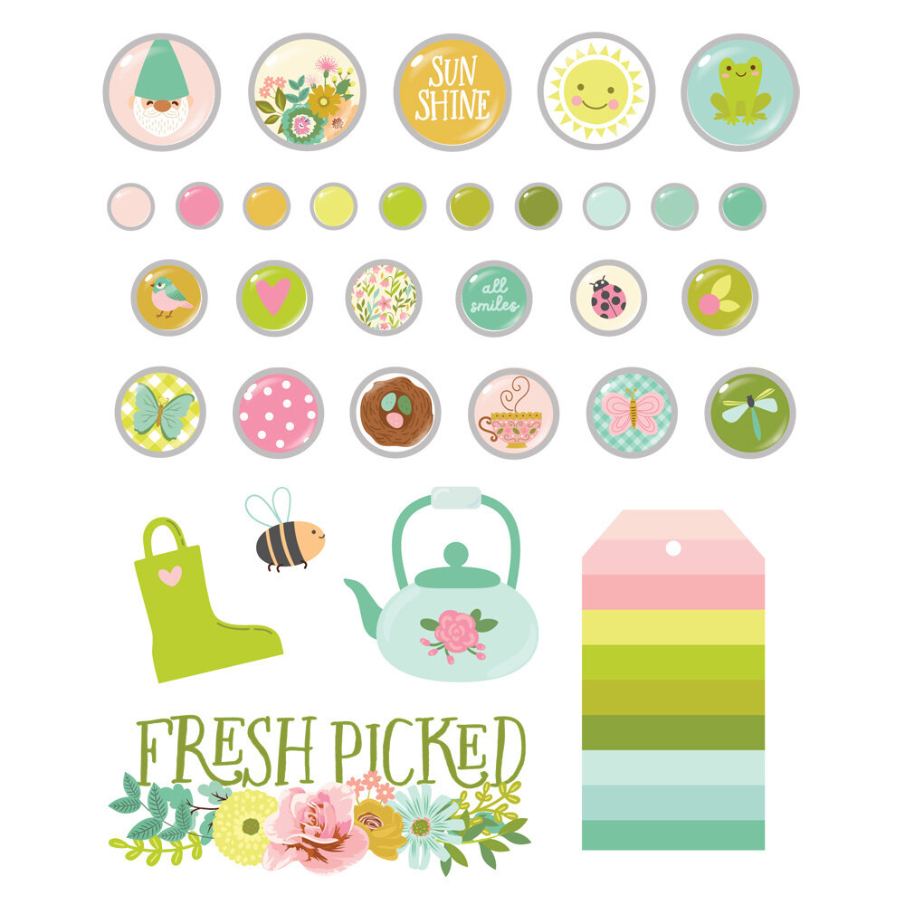 Simple Stories Tea Garden Decorative Brads (24123) (OUTLET)