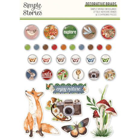 Simple Stories Simple Vintage Woodlands Decorative Brads (24731) (OUTLET)