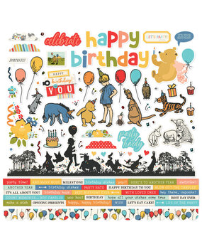 Simple Stories Say Cheese Classic Pooh Birthday Cardstock Stickers (24801) (OUTLET)