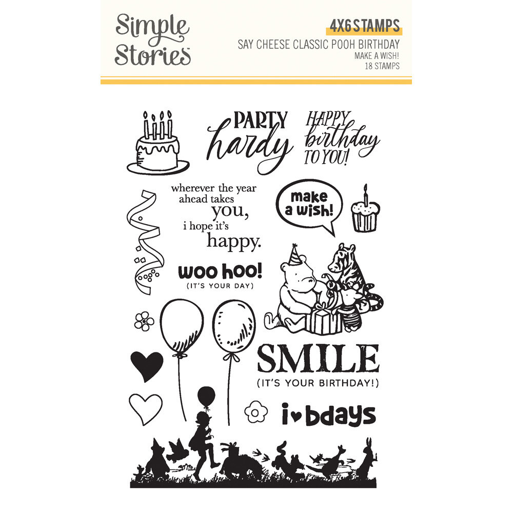 Simple Stories Say Cheese Classic Pooh Birthday Stamps Make A Wish! (24817) (OUTLET)